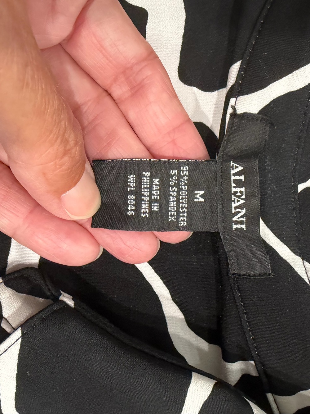 Alfani Black and White Giraffe-Print Polo Blouse - Picture 3 of 3